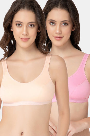 Buy Lady Lyka Cotton Sports Bra(Pack of 2) - Multicolor